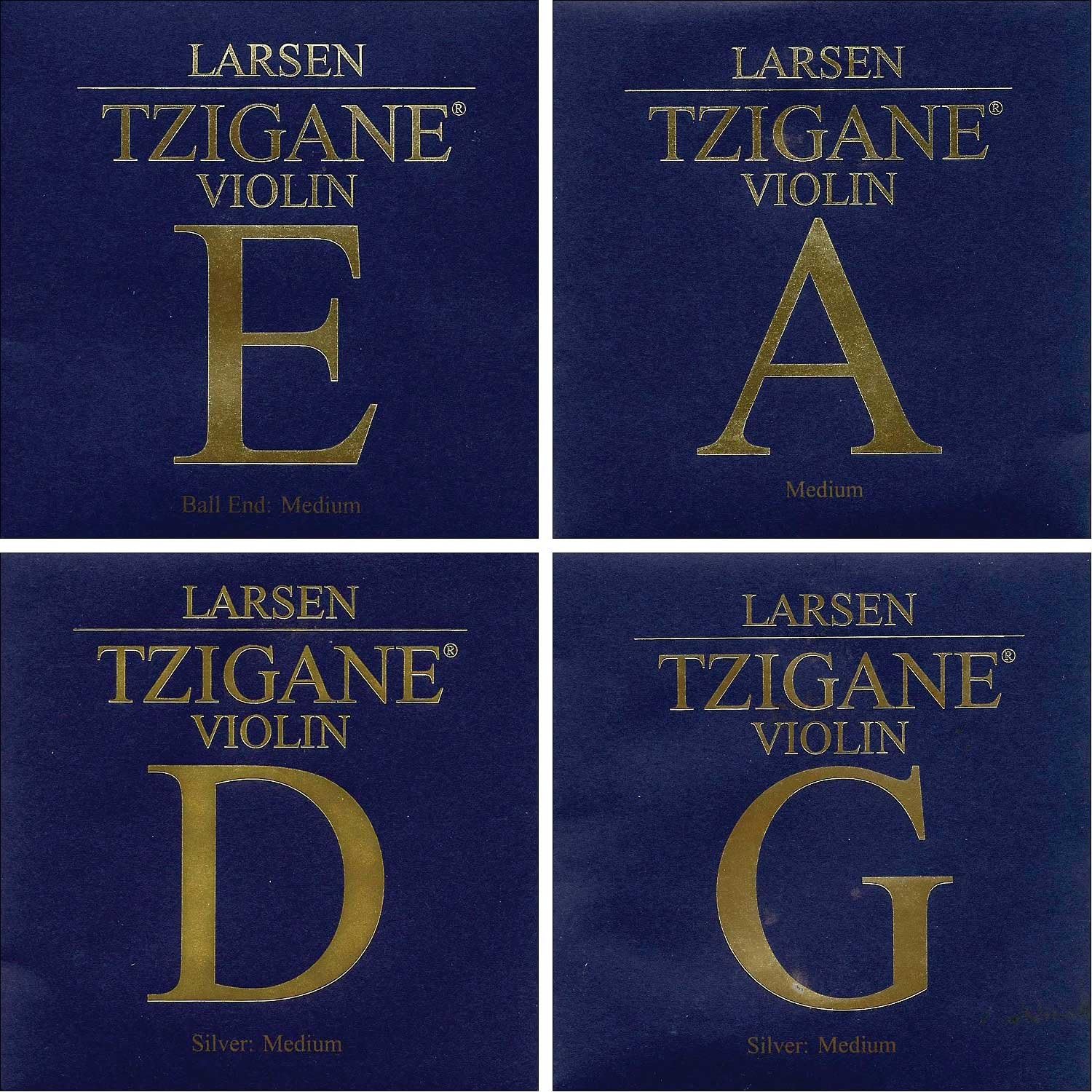 Larsen Tzigane Violin Medium String Set - Ball End