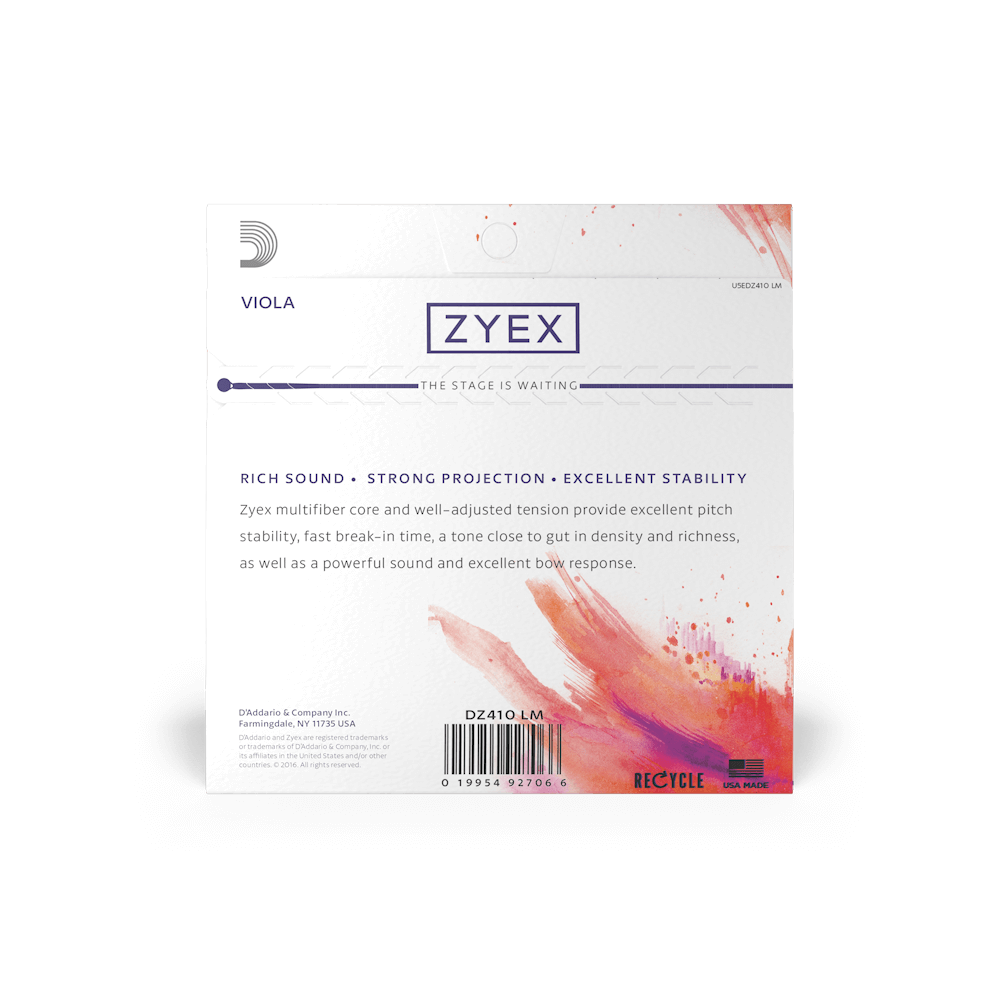 D'Addario Zyex Viola String Set - Long