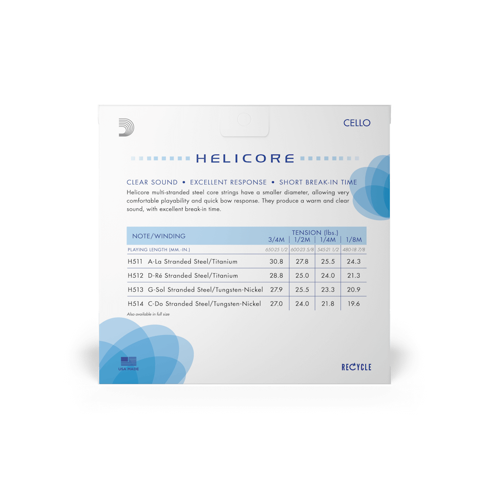 D'addario Helicore 3/4 Cello String Set